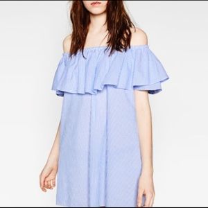 Zara Off-Shoulder Striped Dress